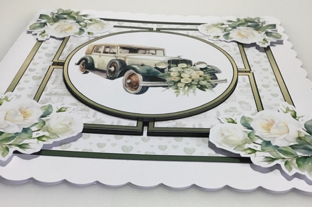 White Wedding Car 7 Inch Square by Lynne Todd