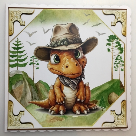 Country & Western Dino In Cowboy Hat 8x8 (Two) by Lynne Todd