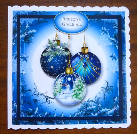 Beautiful Bauble Trio In Blue 8x8 by Lynne Todd