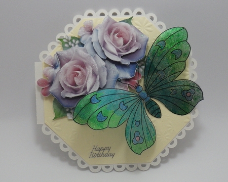 Octagonal scalloped edge cards by Lyn Simms