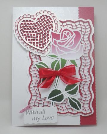 Rose With Heart And Matting Layers Topper by Lyn Simms