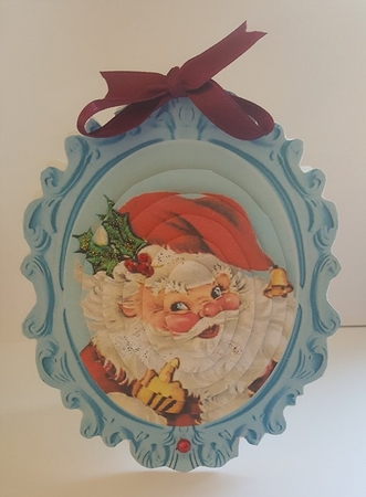 santa in ornate frame pyramids with christmas bow  by Lystra Jordan