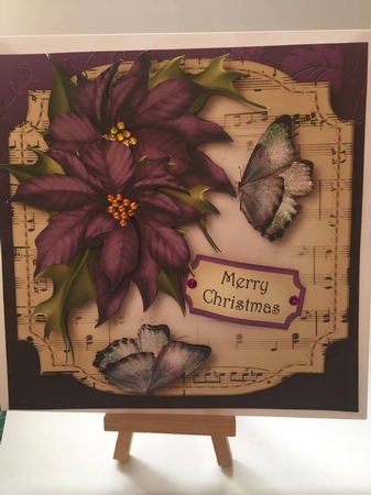 Sheet Music Christmas - Purple Poinsettias by Lystra Jordan