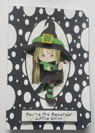 LITTLE GREEN WITCH 2 BIRTHDAY FOLD CARD COMPLETE KIT by Lystra Jordan