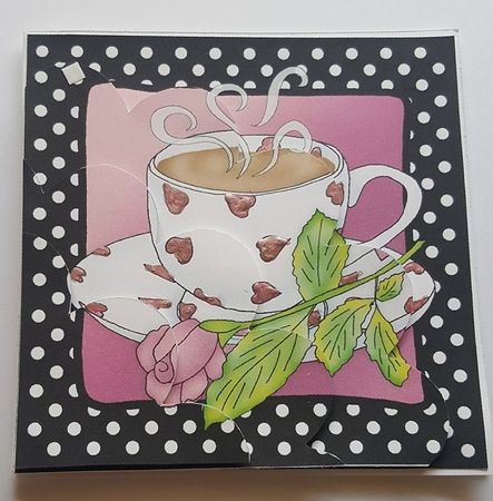 Coffee Time Quick card with Shell Edged Corner side stacker by Lystra Jordan
