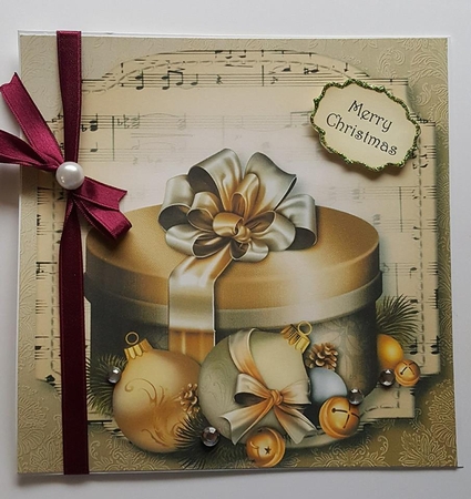 Sheet Music Christmas - Golden Present 8x8 by Lystra Jordan