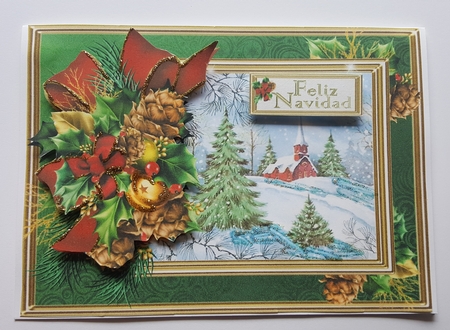 Christmas church in holly and pine frame choice of scenes mini kit 2 by Lystra Jordan