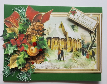 Christmas church in holly and pine frame choice of scenes mini kit 2 by Lystra Jordan