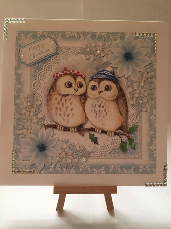 Christmas Animals 1 Cosy Owls 7x7 Topper by Lystra Jordan