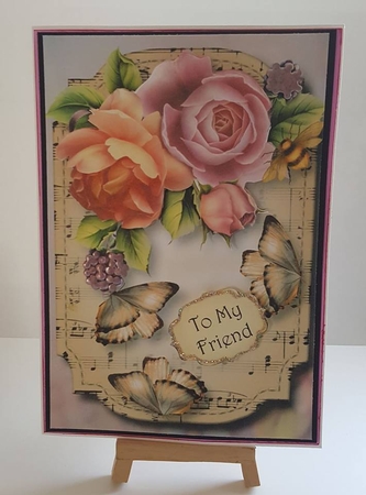 Sheet Music & Butterflies - English Roses A5 by Lystra Jordan