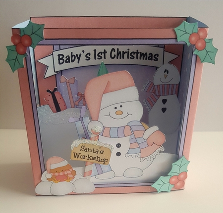 3D Christmas Diorama Shadow Box Card Mini Kit  - Snowman Oli has lots of Presents by Lystra Jordan