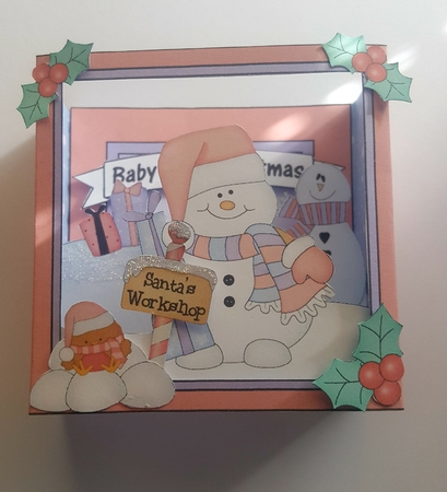 3D Christmas Diorama Shadow Box Card Mini Kit  - Snowman Oli has lots of Presents by Lystra Jordan