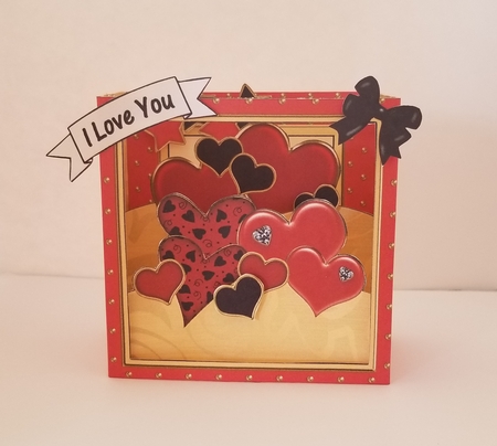 3D Romantic Diorama Shadow Box Card Mini Kit  - Lots of Hearts by Lystra Jordan