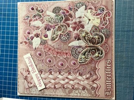 Pink Girly Steampunk 8in x 8in Decoupage by Maggie Shirley