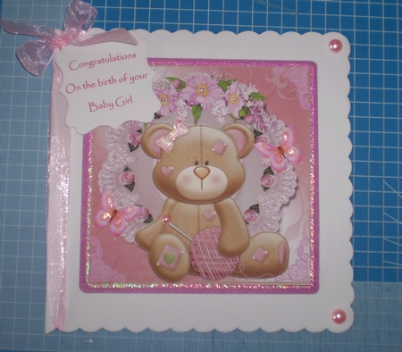 Cute Knit One Purl One Teddy Card Topper by Maggie Shirley