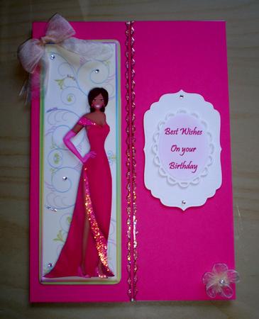 Ethic Lady in a Pink Dress Large Dl Card Topper by Maggie Shirley