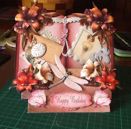 Tri Fold Base Shaped Card - Vintage Book Birthday by Margaret Knight