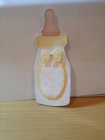 Yellow Baby Bottle - Folded Card for Boy or Girl Featured Gallery Photo