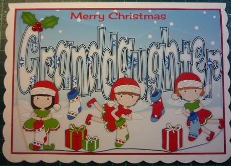 Christmas Fairies with Christmas Stockings GRANDDAUGHTER 5x7 by Maida Blades