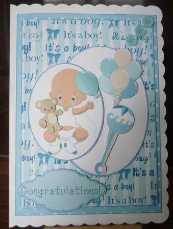 Oval Layer Card - New Baby Boy by Maida Blades