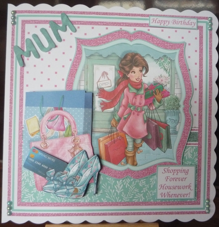 SHOPPING FOREVER HOUSEWORK WHENEVER Humorous 7.5 Decoupage Kit by Maida Blades