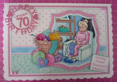 KNITTING FOREVER HOUSEWORK WHENEVER Humorous A5 Decoupage Kit by Maida Blades