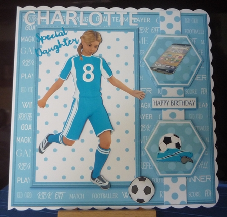 BIRTHDAY CARD TEEN GIRL, number 40, LOVES FOOTBALL by Maida Blades