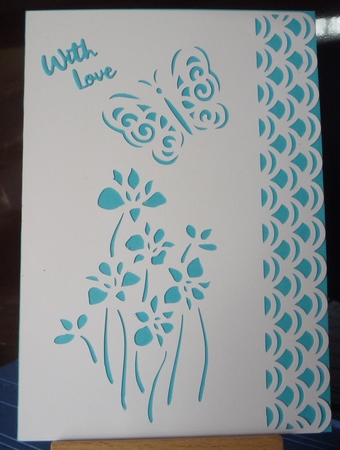 Butterfly and Flowers Stencil Overlay Card by Maida Blades