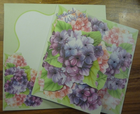 Hydrangeas - 6 x 6 Floral Printable Cut Out Card Kit With Decoupage, Insert, Envelope, Tags & Instructions by Maida Blades