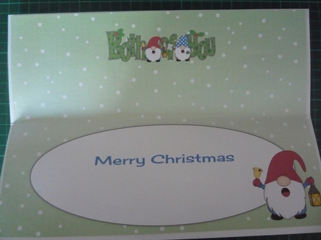 Carol singing Christmas Gnomes BOTH OF YOU large dl insert by Maida Blades