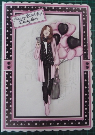 10x7 Lady with Pink Balloons Decoupage Mini Kit - x4 A4 Sheets  by Maida Blades
