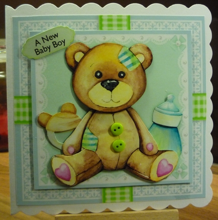 Brown Bear With Bottle & Rattle 7x7 Mini Kit by Maida Blades