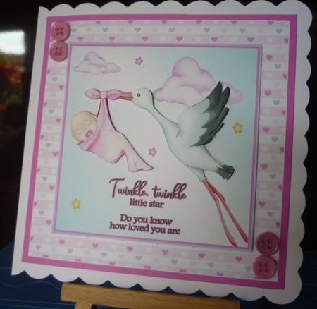 8x8 Stork & Baby Girl Mini Decoupage Kit - x4 A4 sheets  by Maida Blades