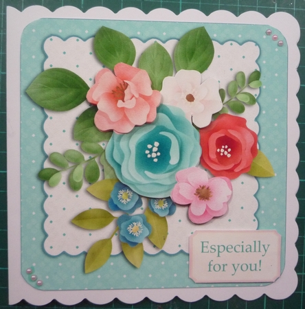 Floral Bouquet Rounded Corner Decoupage Card and Various Sentiments by Maida Blades