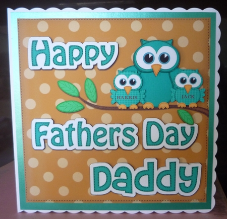 Owl Felties Daddy Fathers Day Wavy Corner Side Topper by Maida Blades