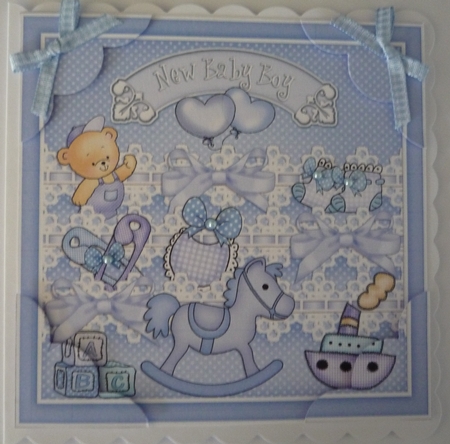 8 x 8 New Baby Boy Scalloped Corner Topper by Maida Blades