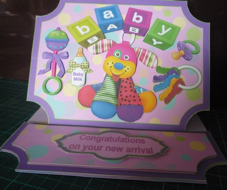 New Arrival Baby Decoupage Easel Card Kit by Maida Blades