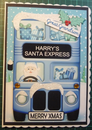Xmas Santa Express Harry A5 Quick Card N 3D Decoupage by Maida Blades