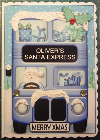 Xmas Santa Express Oliver A5 Quick Card N 3D Decoupage by Maida Blades