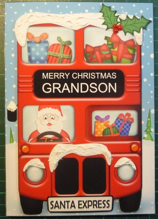 Xmas Santa Express Grandson A5 Quick Card N 3D Decoupage by Maida Blades