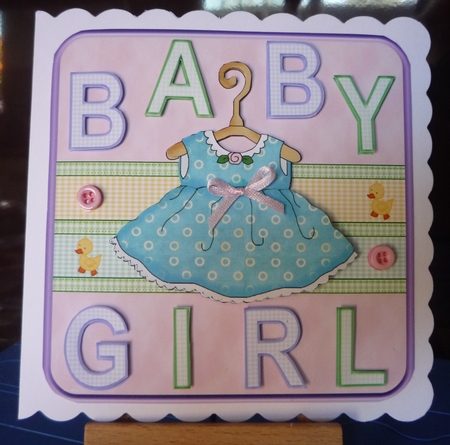 Baby Girl 6x6ins Card Front 2 by Maida Blades