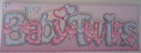 Large Dl New Baby Twins Felties Card & 3D Decoupage by Maida Blades