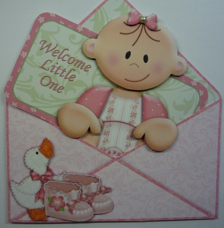 New Baby Girl Envelope Peeper Card 2 Sheet Mini Kit by Maida Blades