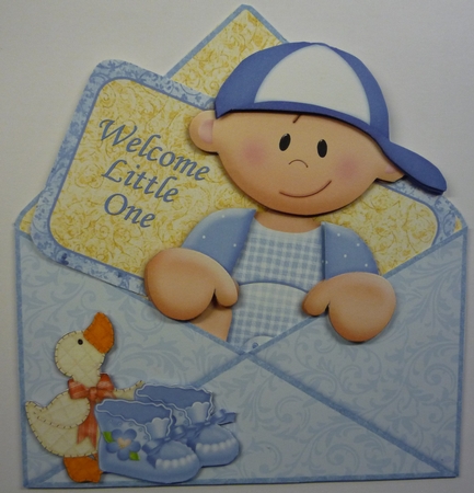 New Baby Boy Envelope Peeper Card 2 Sheet Mini Kit by Maida Blades