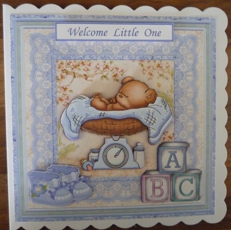 New Baby Boy Bear on Scales Mini Kit & Decoupage by Maida Blades