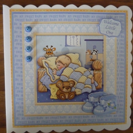 Baby Boy Cute as a Button 8x8 Mini Kit & Decoupage by Maida Blades