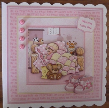 Baby Girl Cute as a Button 8x8 Mini Kit & Decoupage by Maida Blades