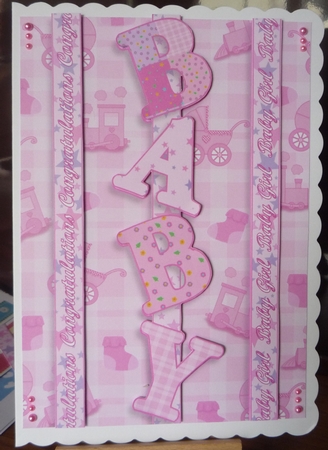 New Baby Girl A5 Decoupage by Maida Blades