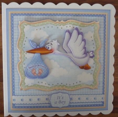 Baby Boy Special Delivery Stork 8x8 Decoupage Mini Kit by Maida Blades