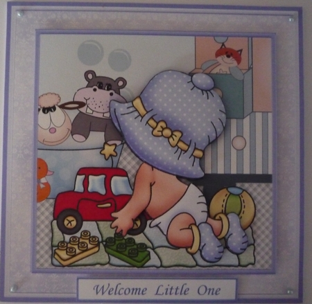 New Baby Boy Playing 8x8 Decoupage Mini Kit by Maida Blades